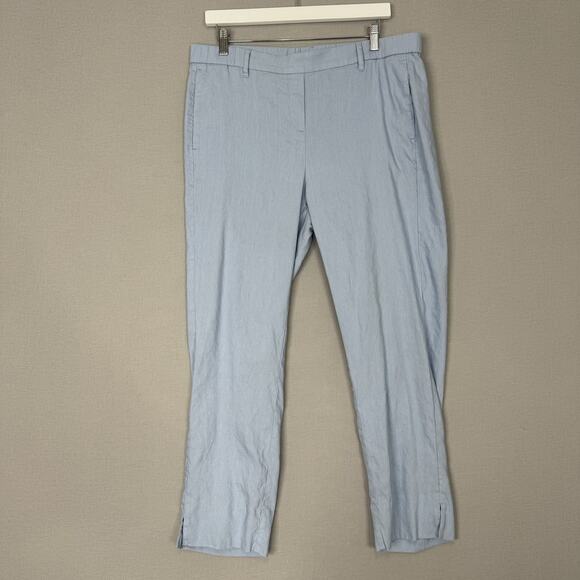 J. Jill Linen Stretch Pants Womens Large Tall Blue Trousers Pull On Coastal Prep - Picture 1 of 12
